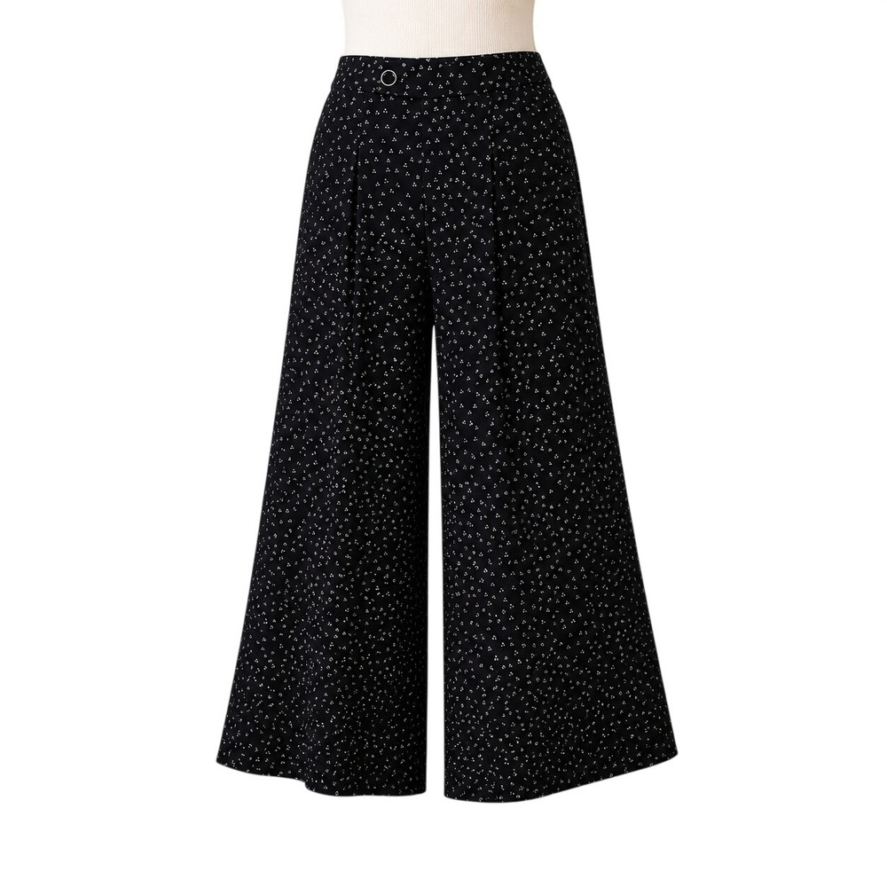 Anthropologie Wide Leg Culotte Pants Black Polka Dot Viscose Sz 14 NWT Lagenlook